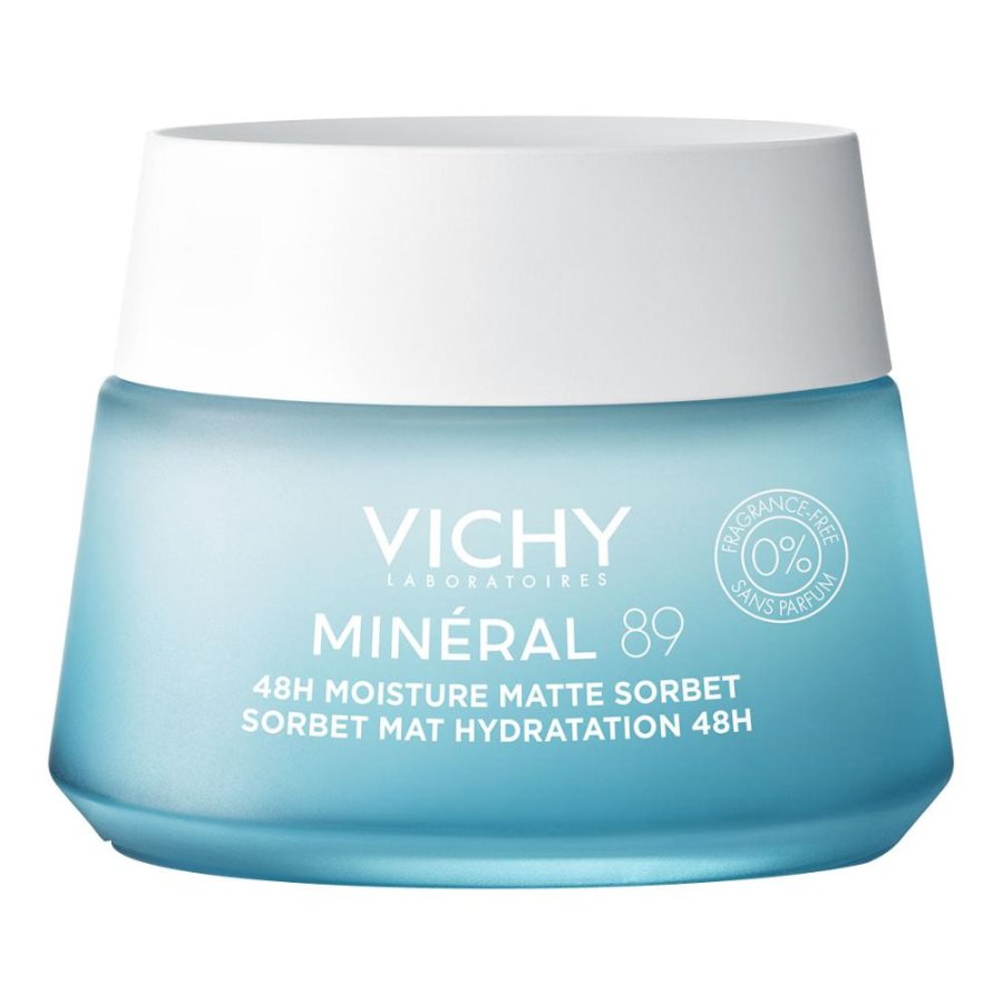 Vichy Mineral 89 Gel Sorbetto Idratante Effetto Mat 50 ml - Crema Viso Opacizzante Idratante